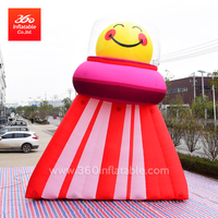 Outdoor Shopping Mall Center Space Theme Decoration Factory Price Good Quality Inflatable Space Wall with a Smiling Face Cartoon Shape Custom