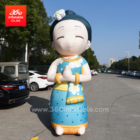 Customized advertising Inflatable Beauty for Promotion,Popular lifelike inflatable girl wearing blue traditional dress for sale