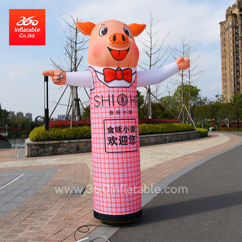 Restaurant Advertising Lamp Custom Pig Cartoon Chef Lamp Dancers Tubes Custom Logo and Printing 