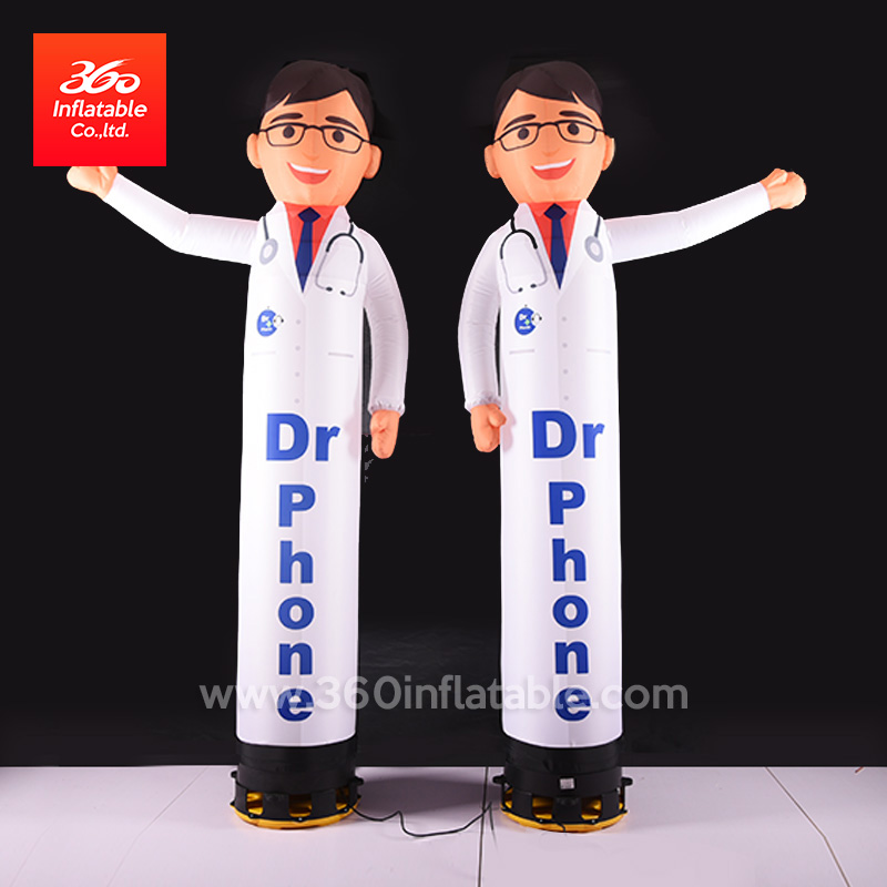 Factory Price High Quality Inflatable Doctor Cartoon Doctor Waving Tube Cartoons Custom
