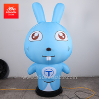 Custom Cute Blue Rabbit Cartoon Lamps Inflatable Advertising Led Rabbit Lamp