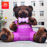 3M inflatable advertising cartoon plush cute Purple overalls bear inflatable cartoon brown bear for advertising