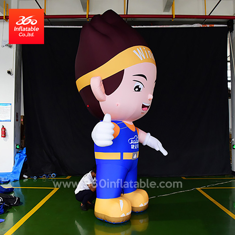 Factory Price Good Quality Full Color Printing Inflatable Advertising Mascot Handsome Boy blue with hairband for sale statue