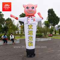 Commercial Restaurant Inflatable Advertising Clown Pig Chef Cartoon Lamp Waving Hand Tube Dancer Lamp Custom