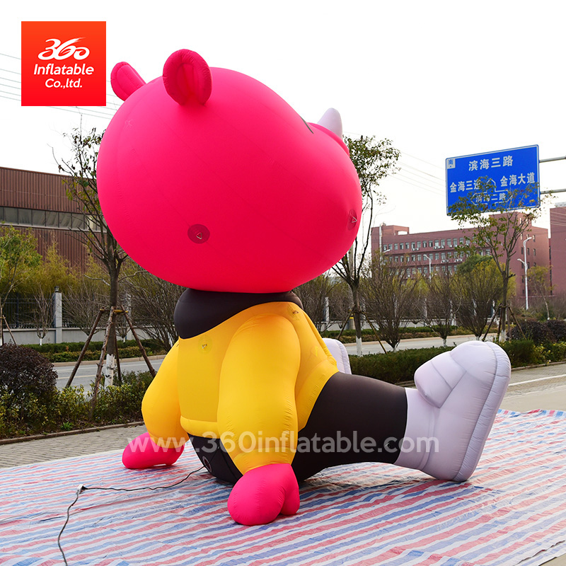 LED light Customized made advertising Inflatable rhinoceros cartoon mascot Decorative Inflatable red bear Sportswear cartoon