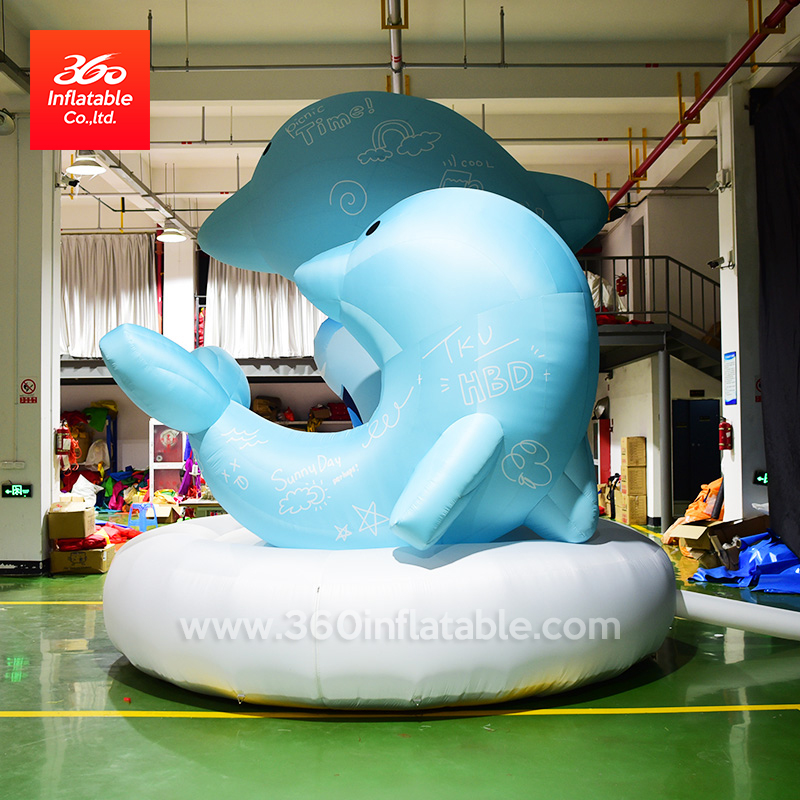 4m high advertising inflatable ocean fish animal dolphin custom inflatable dolphin statue with cushion inflatable dolphin model