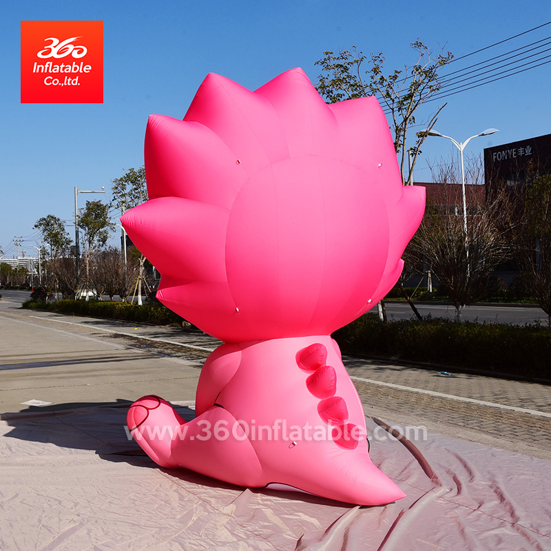 Lovely Hot sale Customized advertising Inflatable Pink baby dinosaur Cartoon PVC Cloth Inflatable Mascot statue for Advertising