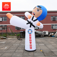 Lovely Taekwondo Boy Cartoon Inflatable Free printing logo Advertising Lamp Custom Led Lamps