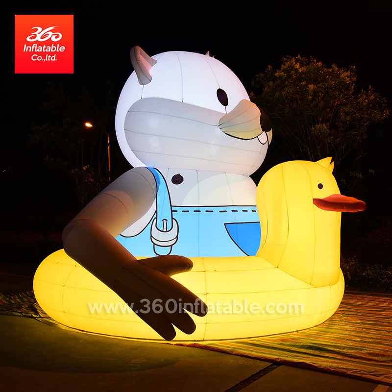 Huge Swimming Duck Bear Cartoon Mascot Advertising Inflatables