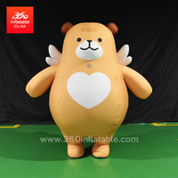 Lovely Cute Bear Cartoon Character with a heart shape Custom Advertising Inflatable Brown Bear Costume Suit
